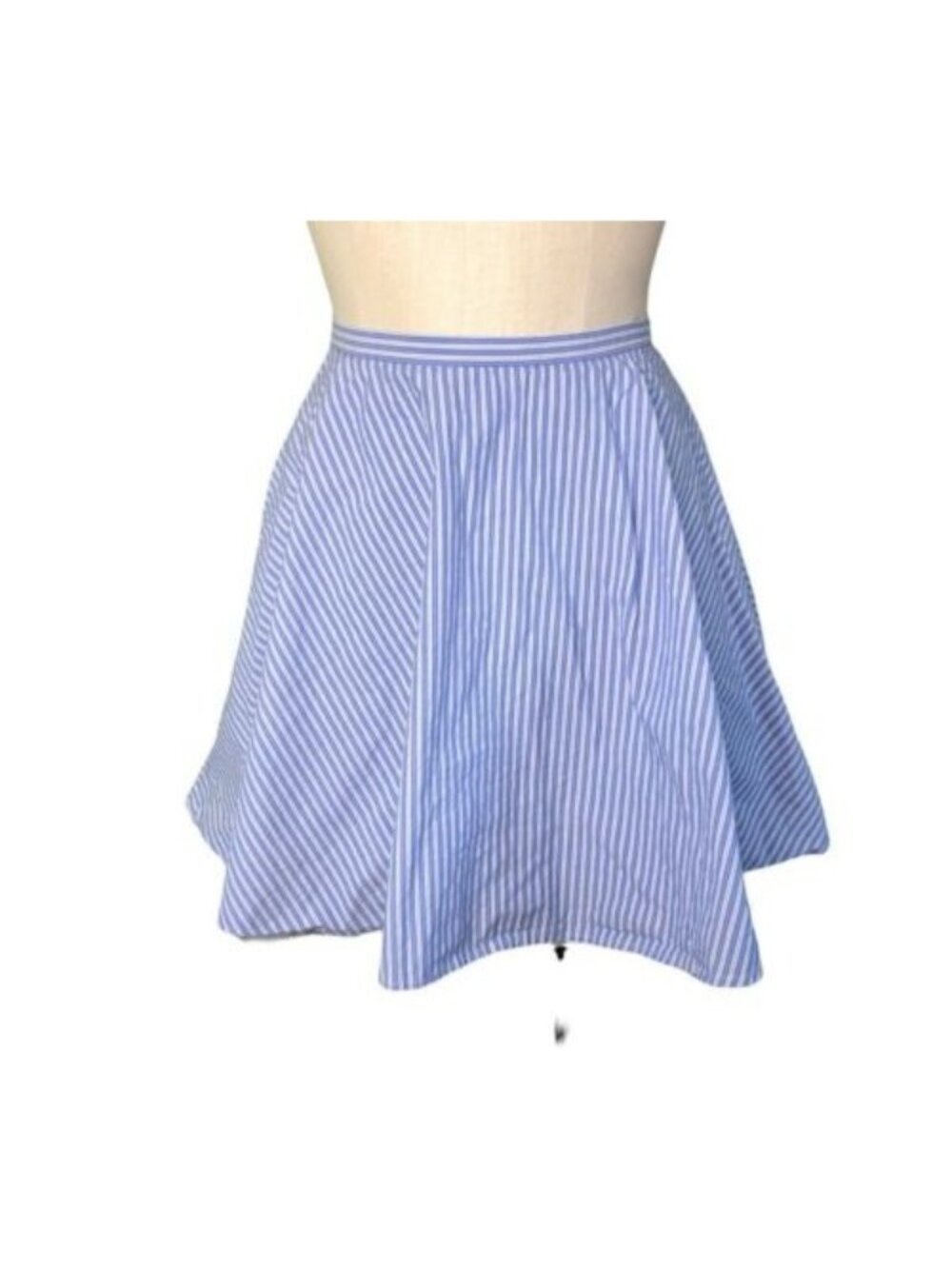 J Crew Skirt Zip Women Juniors 0 Circle Pocket Blue White Striped Mini Lined EUC